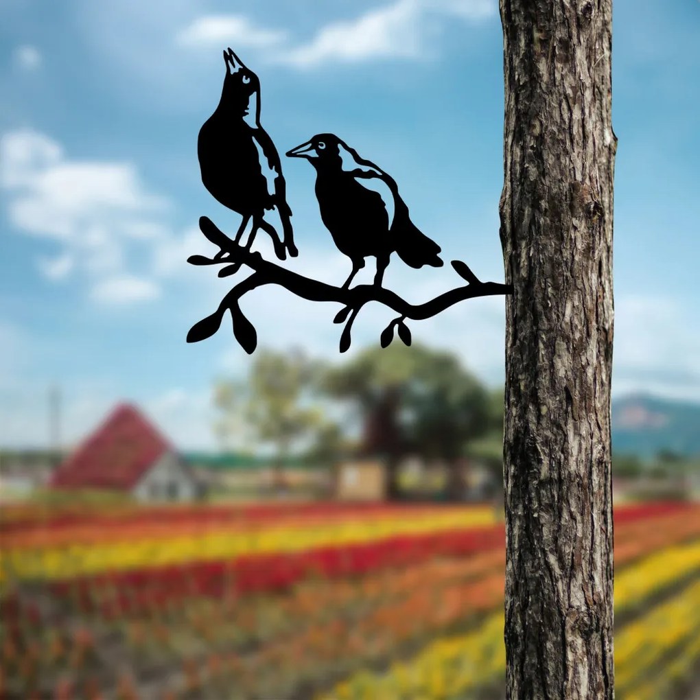 Bird fém kerti dísztárgy, fekete, 45×39 cm