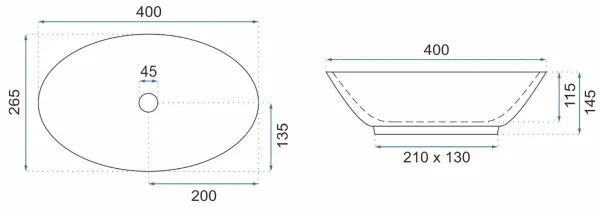 REA-U5804 - Ráépíthető mosdó PAMELA MINI 26,5x40 cm kerámia/fényes fehér