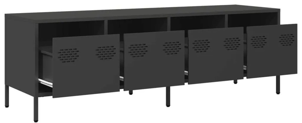 fekete hidegen hengerelt acél TV-szekrény 135 x 39 x 43,5 cm