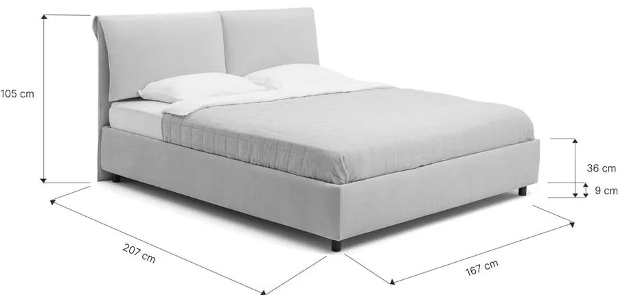 Bézs kárpitozott ágyneműtartós franciaágy ágyráccsal 160x200 cm Myra Pillow – Bonami Selection