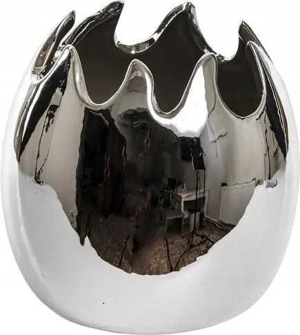 Ezüst fedél virágtartó tojás húsvét H10