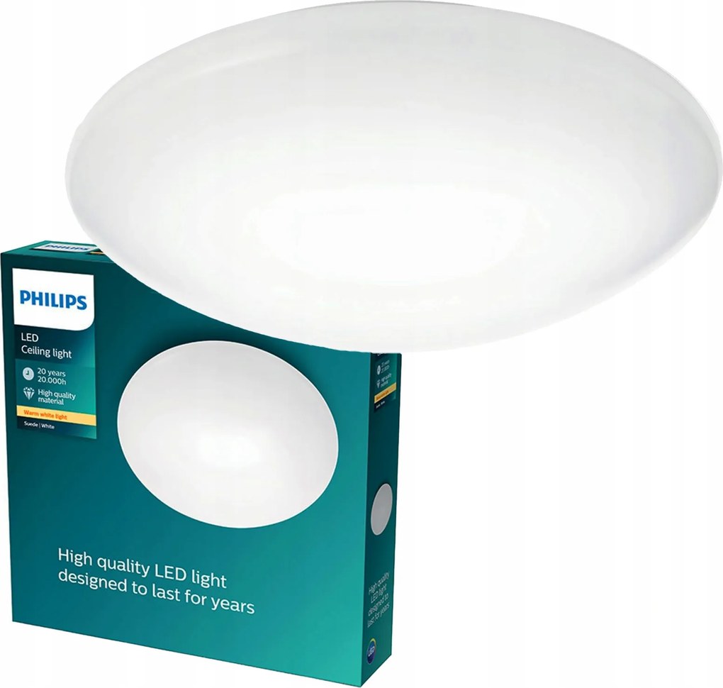 Plafon Led Mennyezeti Lámpa Falra szerelhető Suede 24W 2700K 38cm Fehér Philips