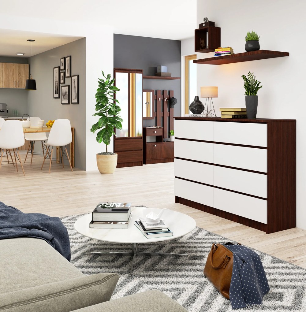 Komód Keanu III (wenge + fehér). Akció -15%. 1068681