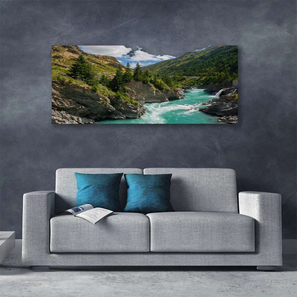 Vászonkép falra Hegység River Landscape 140x70 cm