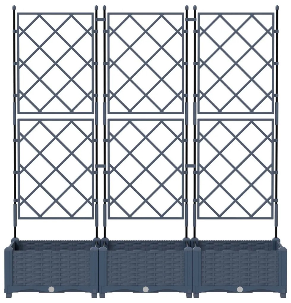 Kerti Cserép Trellis-szel 3 db Szürke 120x40x125.5 cm