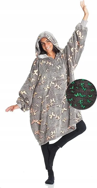 Márkás Aranyos Takaró Pléd Kapucnis Pulóver Zseb Világít A Sötétben Kn