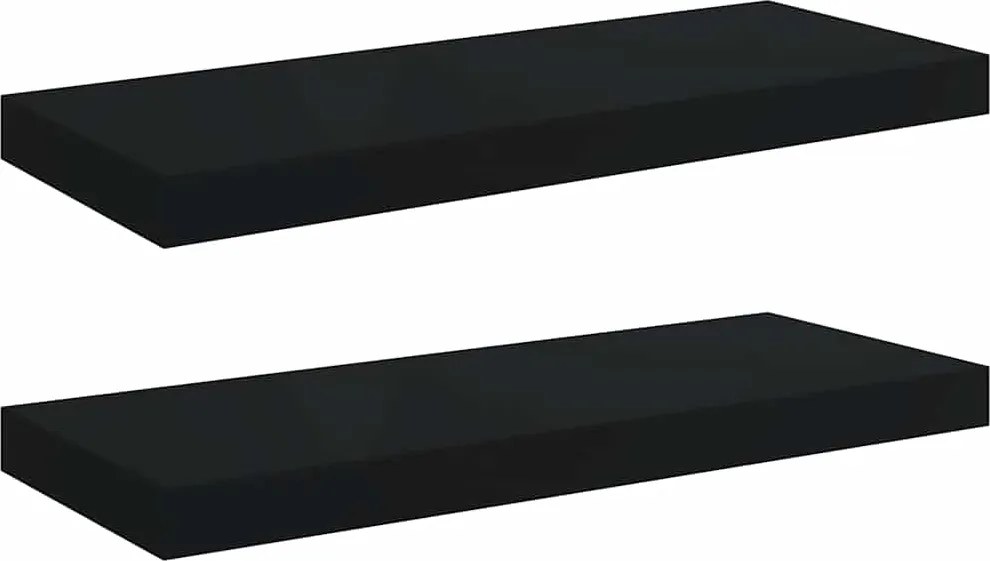 vidaXL 2 db fekete MDF lebegő fali polc 60 x 23,5 x 3,8 cm