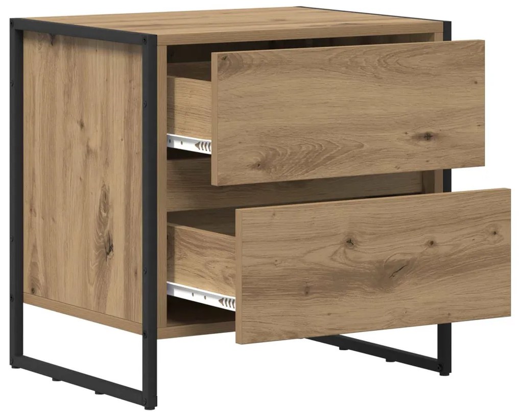 vidaXL Éjjeli asztal fiókkal Művészi tölgy 50 x 39.5 x 50 cm Faanyag