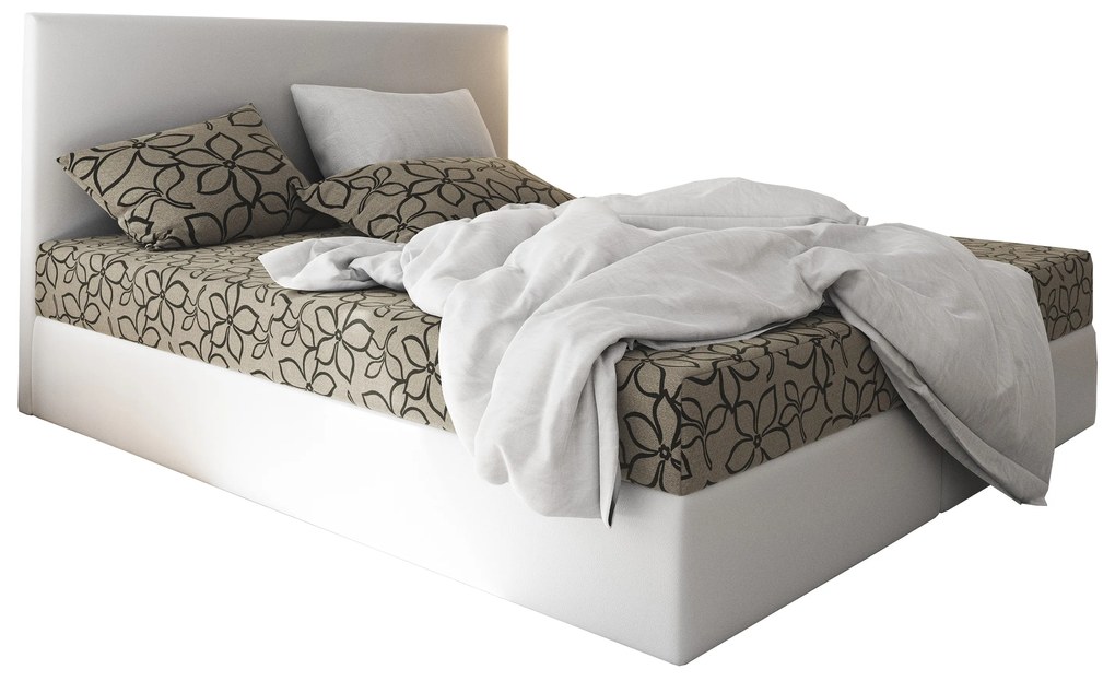 Franciaágy Boxspring 180 cm Lilac (minta + fehér) (matraccal és tárolóhellyel). 1046664