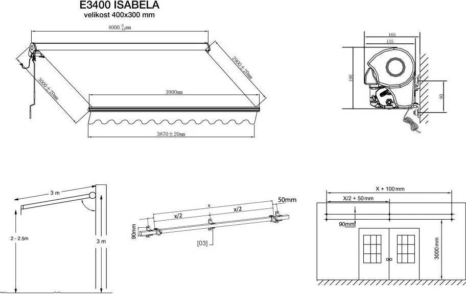 ISABELA Kazettás elektromos napellenző 4x3 - ezüstszürke