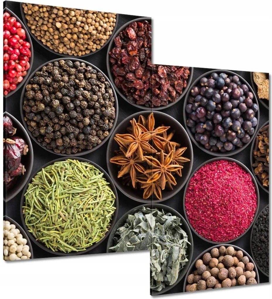 Vászonkép 60x60 Fűszertartó tálak gyógynövények