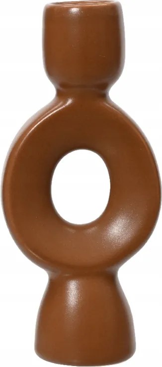 Porcelán gyertyatartó barna 15,3x6,8 cm matt kivitel