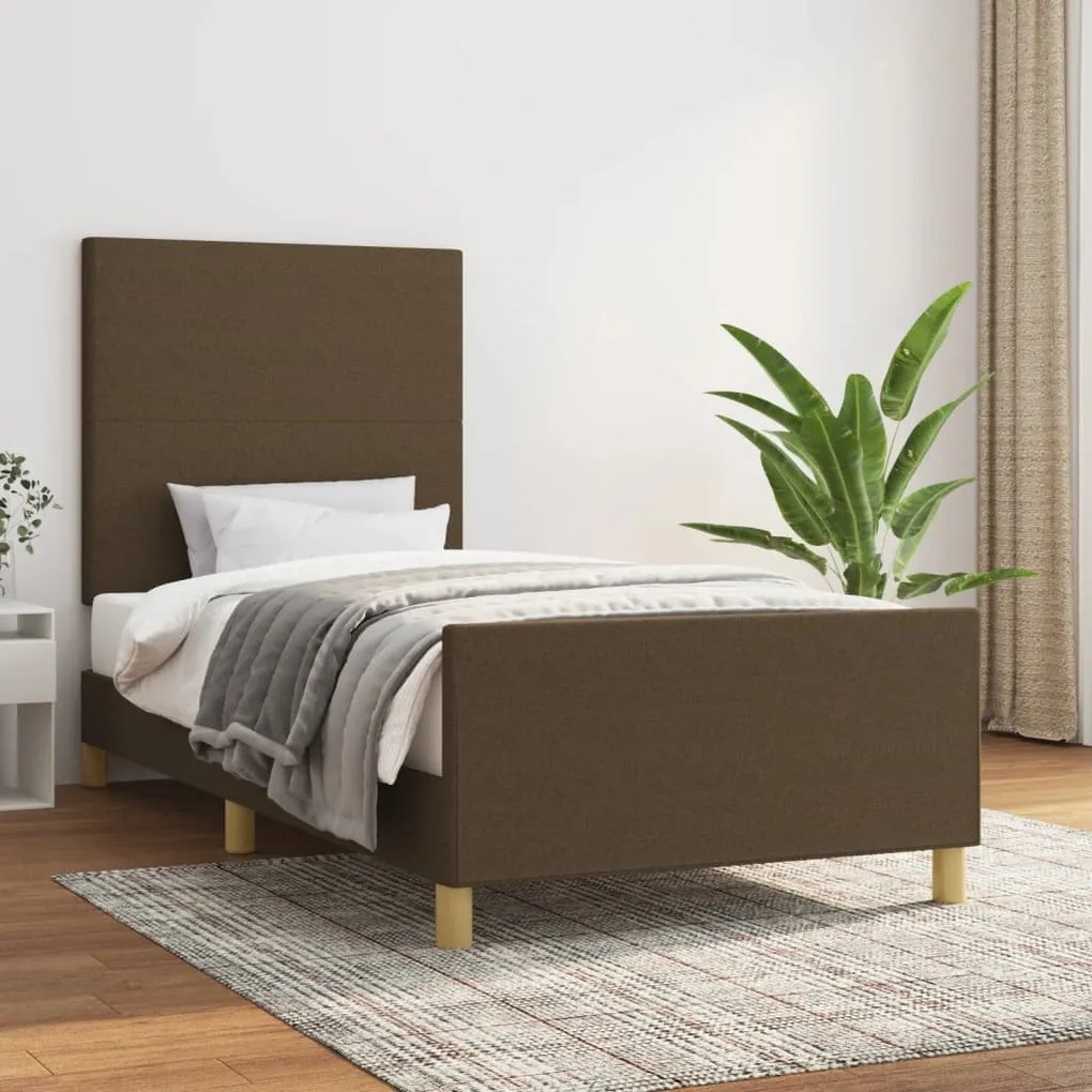 sötétbarna szövet ágykeret matrac nélkül 80x200 cm