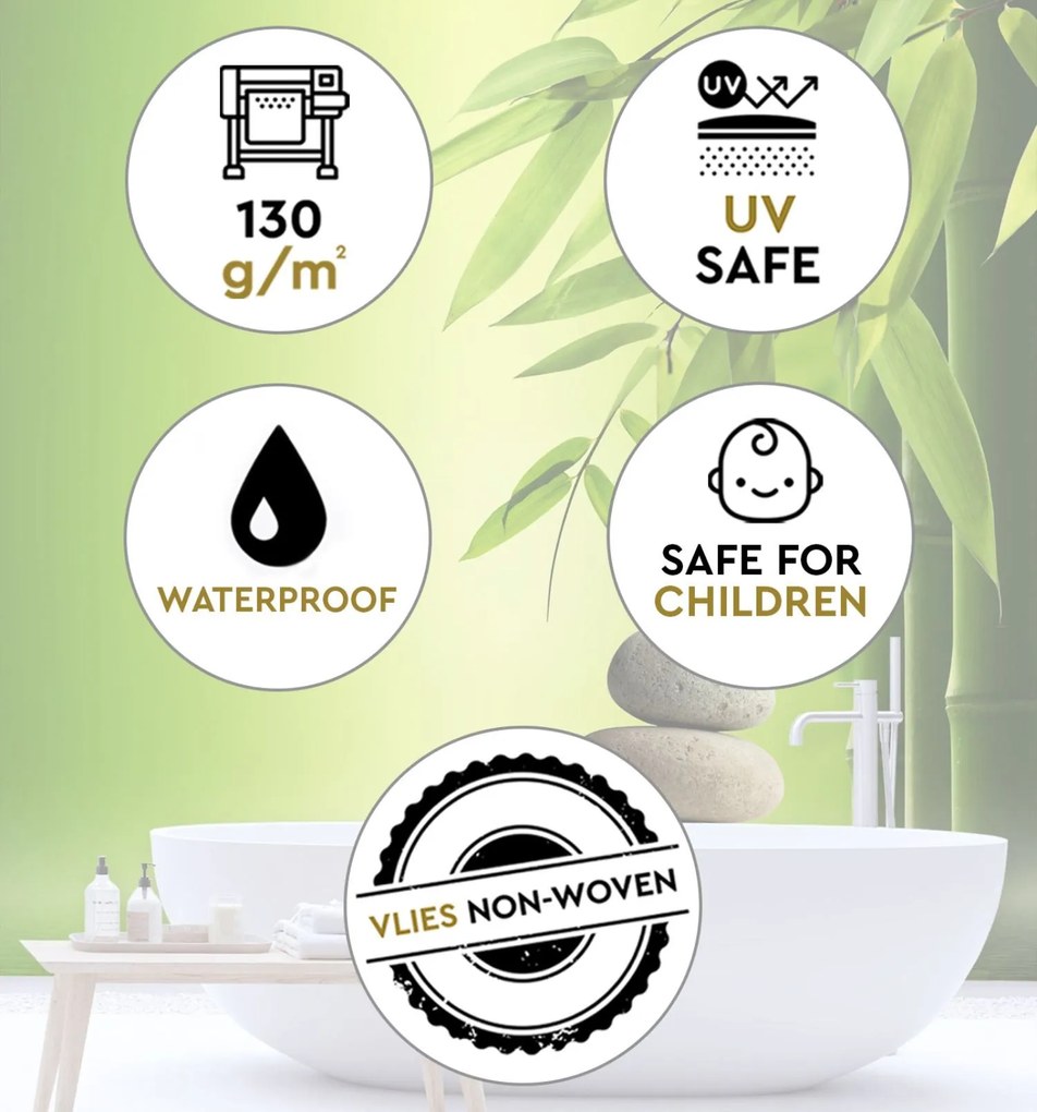 Gario Fotótapéta Bambusz levelek zöld háttérrel Anyag: Vlies, Méret: 150 x 150 cm