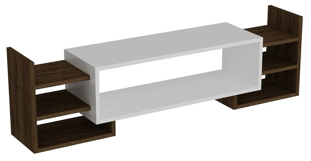 TV szekrény Sema - White, Walnut