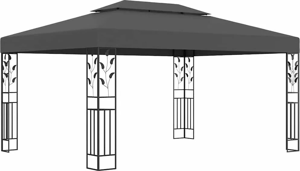 vidaXL antracitszürke dupla tetős pavilon 3 x 4 m