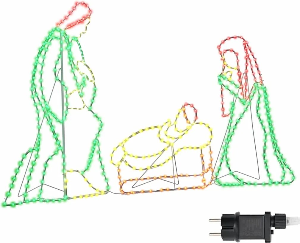 vidaXL Világító Betlehemi Jelenet Sokszínű 112 x 71,5 cm PVC