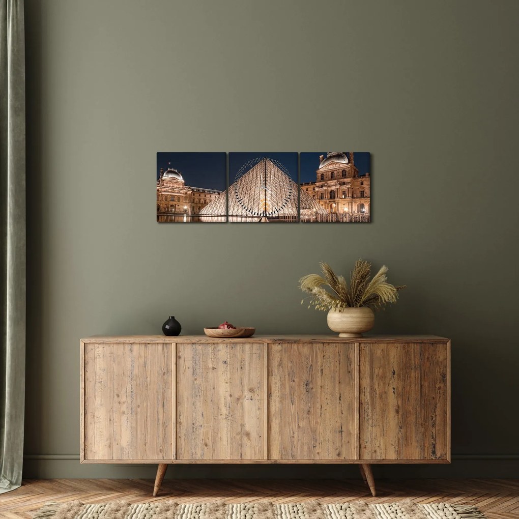 Kép - Louvre éjjel (órával) (90x30 cm)
