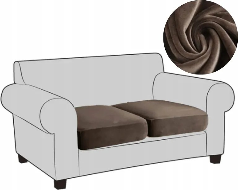 2x Kanapé Huzat Fotel Ülőgarnitúra Háttámla Kanapé Velúr Plüss Barna