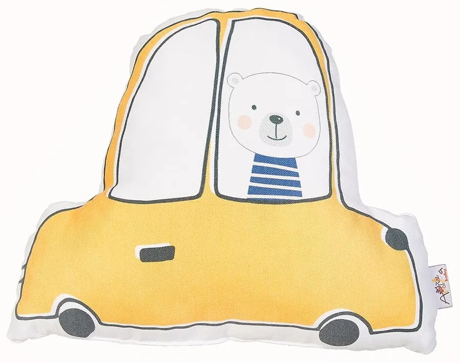 Pillow Toy Car sárga pamut keverék gyerekpárna, 25 x 30 cm - Mike & Co. NEW YORK