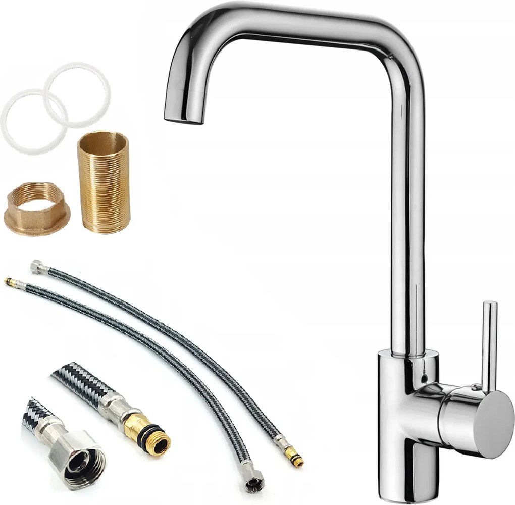 Konyhai Mosogató Csaptelep Forgatható Mosdó Csaptelep Króm