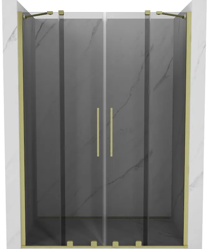 Mexen Velar Duo, tolózuhanyajtó nyitáshoz 140 cm, 8mm szürke üveg, arany matt, 871-140-000-42-55