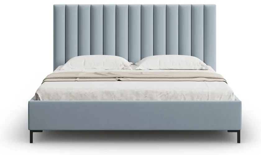 Világoskék kárpitozott ágyneműtartós franciaágy ágyráccsal 160x200 cm Casey – Mazzini Beds