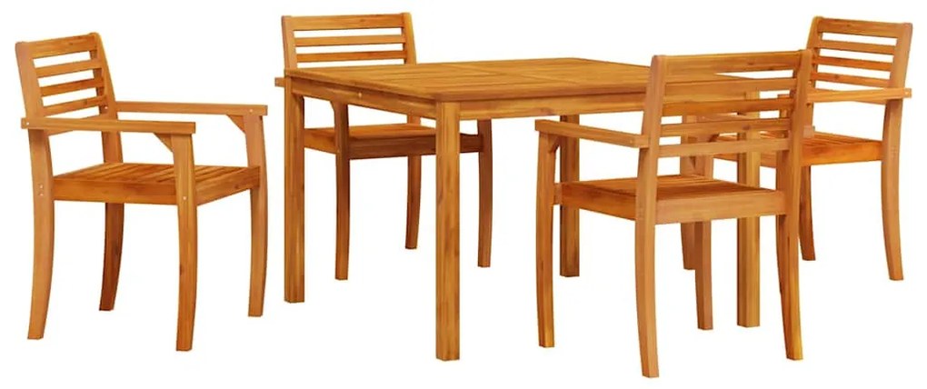 vidaXL Kert étkező szett 5 pcs Barna Tömör Akácfa