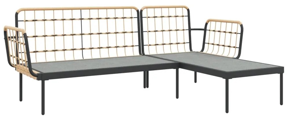 3 részes polyrattan kerti ülőgarnitúra sötétszürke párnákkal