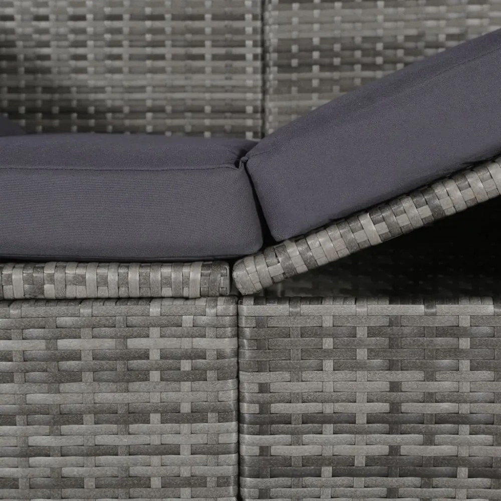 szürke polyrattan napellenzős kerti ágy 205 x 62 cm