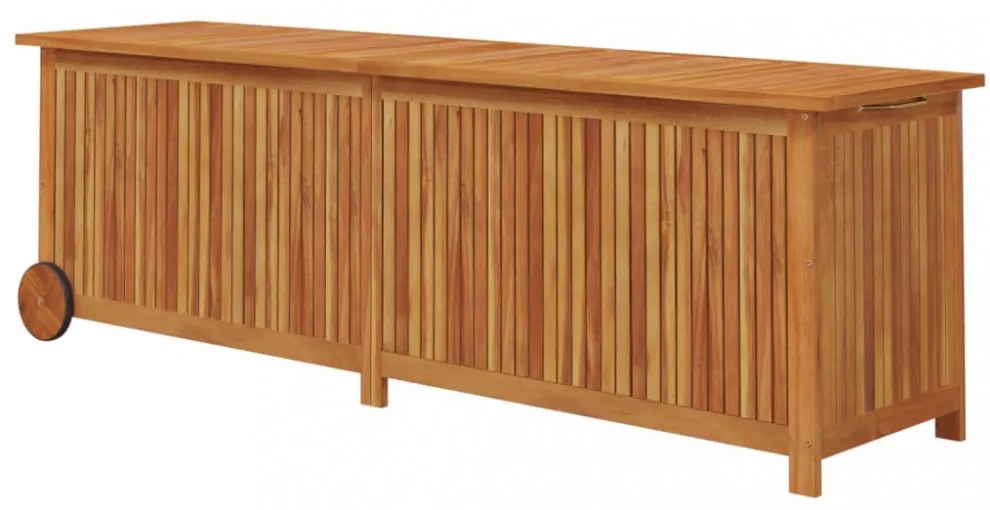 tömör akácfa kerti tárolóláda kerekekkel 150 x 50 x 58 cm