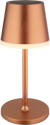 Globo 36637RM Solar asztali lámpa, fém/műanyag pezsgőszínű metál, műanyag szatírozott, csúszókapcsoló, CR18650 1200mAh 3.7V, IP44, 2 szerelési magasság: 41 cm/26 cm, ø: 110mm, M: 410mm, tartozék: 10x LED 0.06W 3V, 3000K