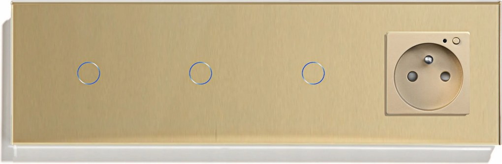 Intelligens Érintőkapcsoló 1+1+1 Aljzat Üveg Kapcsoló Wifi Tuya