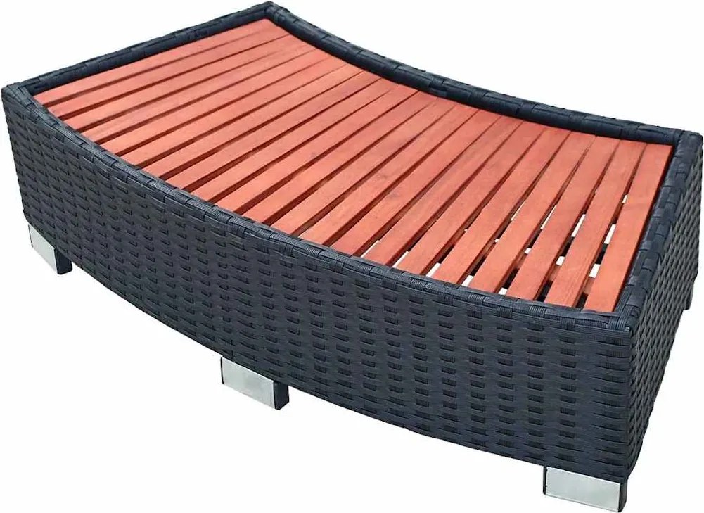 vidaXL Polyrattan, fekete Spa fellépő 92x45x25 cm