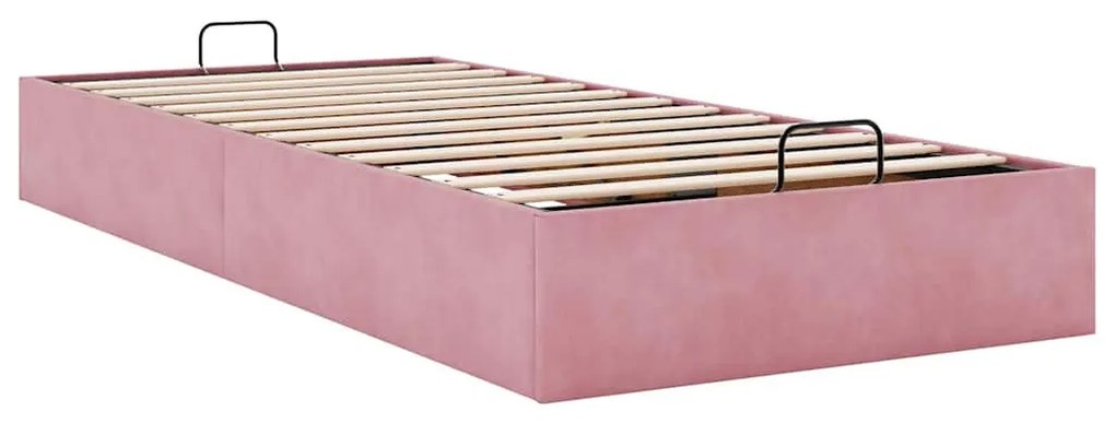 Ottomán ágykeret matrac nélkül rózsaszín 80x200 cm bársony