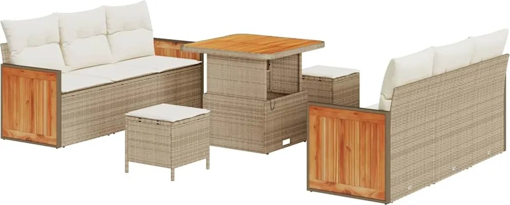 vidaXL Kerti Kanapé Szett párnával 9 pcs Beige és krém
