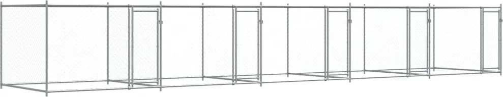 vidaXL szürke horganyzott acél kutyaketrec ajtókkal 10 x 2 x 1,5 m
