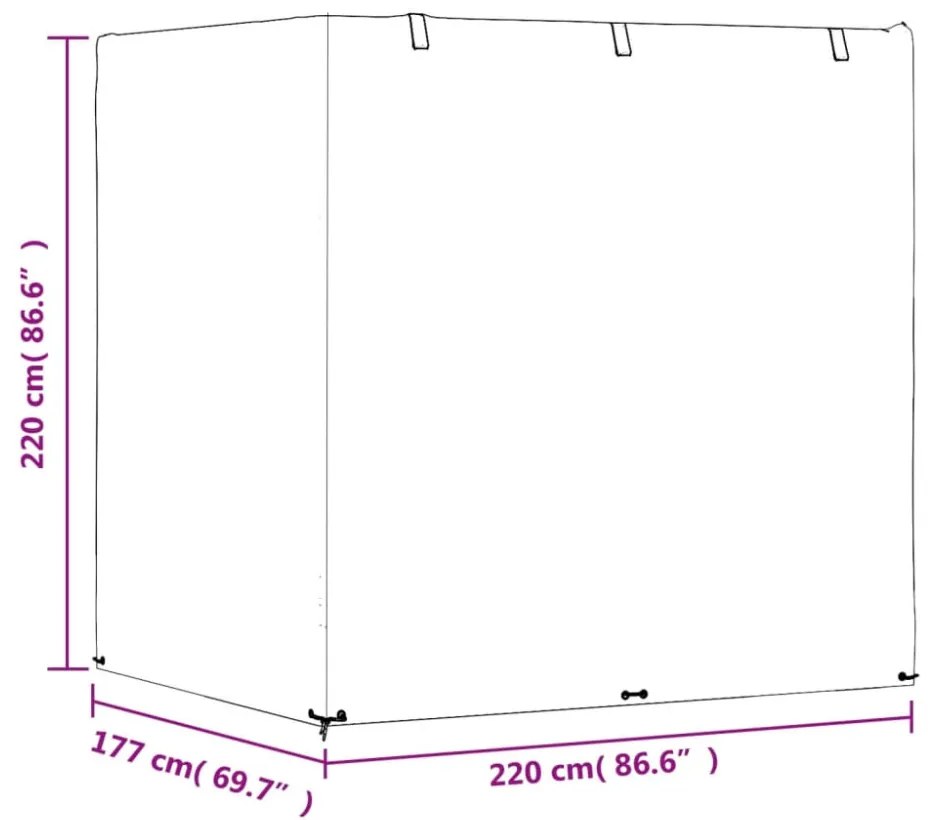 polietilén hintapad huzat 12 fűzőlyukkal 220x177x220 cm