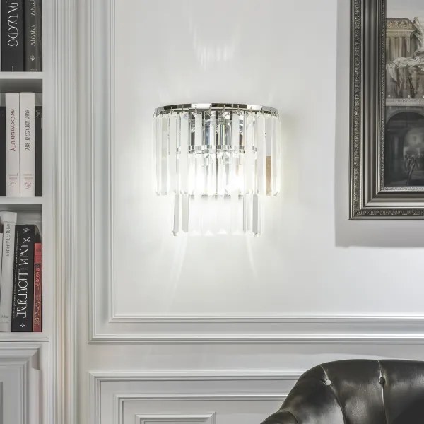 Brilagi - LED Fali kristály lámpa MOZART 2xE14/40W/230V fényezett króm