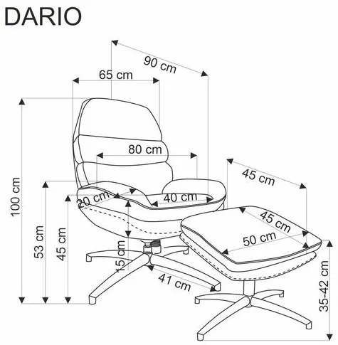 Dario 360 fokban forgatható fotel lábtartóval és hintázó funkcióval bézs