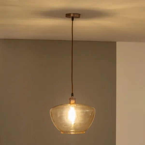 Függőlámpa kábellel SEVENTIES E27/60W/230V füstszínű/barna
