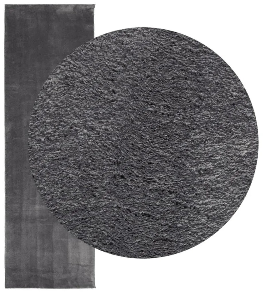 HUARTE antracit rövid szálú puha és mosható szőnyeg 80 x 250 cm