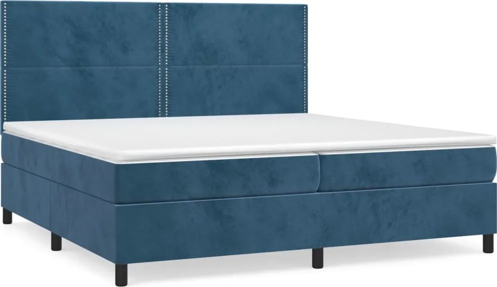 vidaXL sötétkék bársony rugós ágy matraccal 200x200 cm