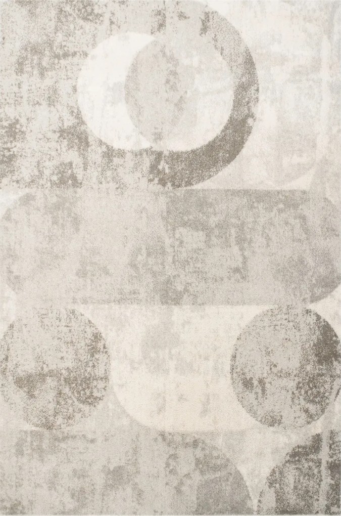 Gyapjúszőnyeg Szürke Krémszínű Isfahan-m Geometria Félkör 133x180 cm