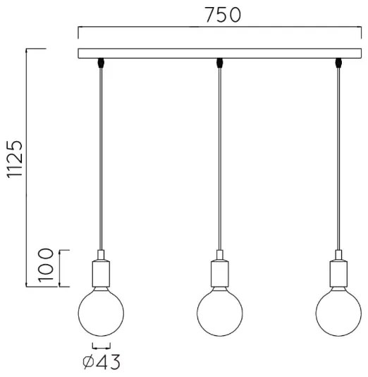 Lucide 08408/03/30 - Kábeles függeszték FIX MULTIPLE 3xE27/60W/230V