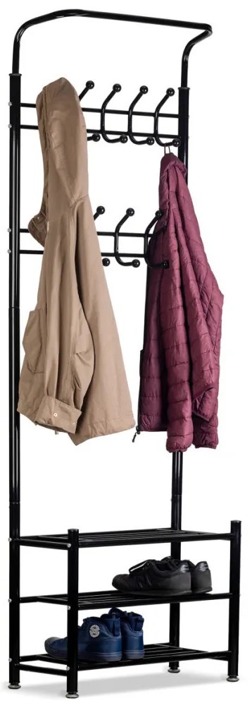 Álló ruhafogas cipőtartóval fekete