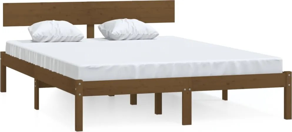 vidaXL mézbarna tömör fenyőfa ágykeret 120 x 200 cm