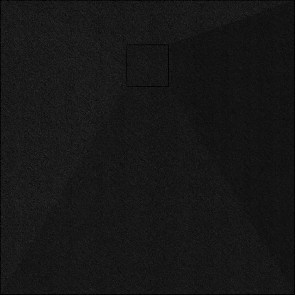 Zuhanytálca Szögletes 80x80 Kő Mintás 2,6 CM Fekete Szifon