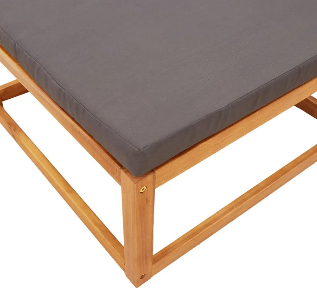 vidaXL tömör akácfa kerti lábzsámoly párnával 65 x 65 x 29 cm