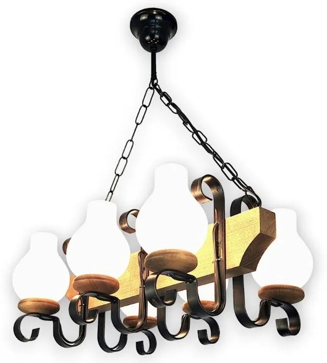 Brilagi - Csillár láncon QUEEN 6xE14/40W/230V bükkfa